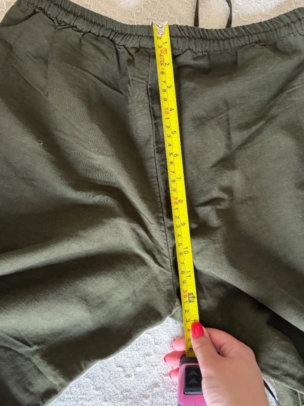 NWOT Women's S H&M Linen-Blend Pull-On Pants Dark Khaki Green